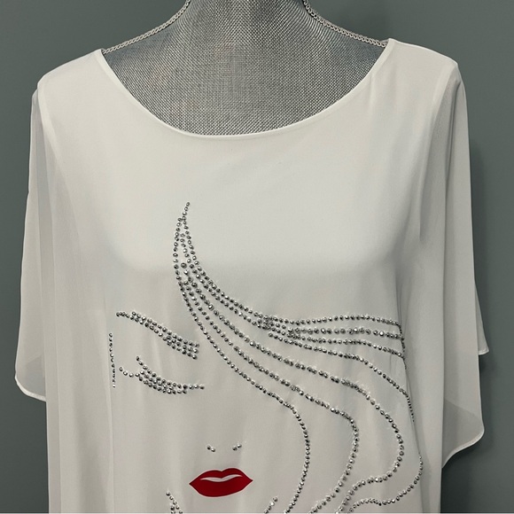 JOSEPH RIBKOFF Gem detailed flowy blouse shirt women’s size 14 - Picture 3 of 16